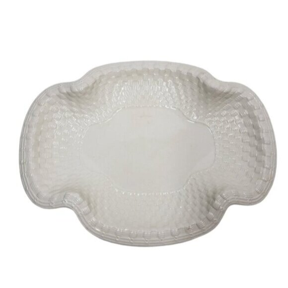 Vintage Spode Imperial Serving Platter Basket Weave Quatrefoil Ivory - Picture 16 of 16